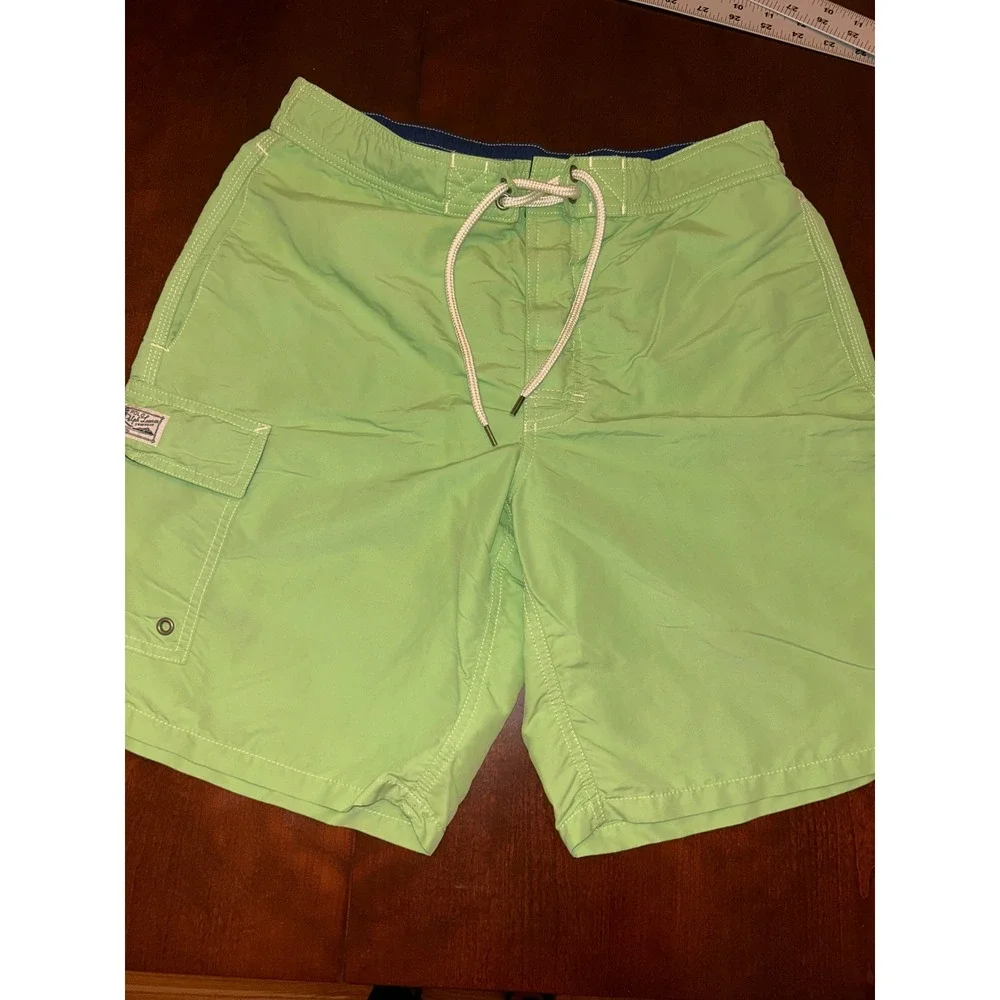 Polo Ralph Lauren‎ Mens Lime Green Cargo Swim Trunks Shorts Mesh Lined Small